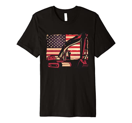 Excavator American Flag Vintage Digger Gift For Toddler Boys Premium T-Shirt