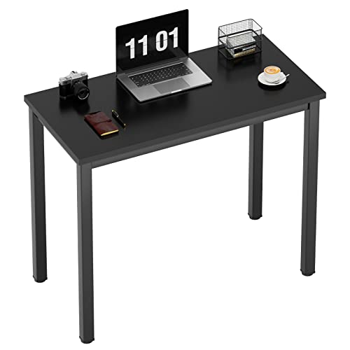 Need Small Desk, 31.5 inch Sturdy Writing Desk for Small Spaces, Small Computer Desk Teens Desk Study Table Laptop Desk Home Ofice Desk, Black Metal Frame, Black