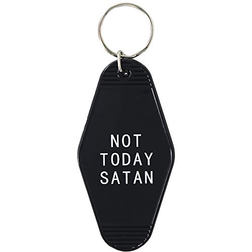 Motel Key Tag Gifts Not Today Satan Keychain Unique Hotel Style Motel Keychain Funny Gag Gifts for her him (Black)