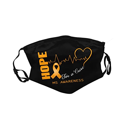 Hope for A Cure Ms Awareness Face Mask Double-Sided Printing Reusable Adjustable Universal Dust Mask Unisex Masks Black