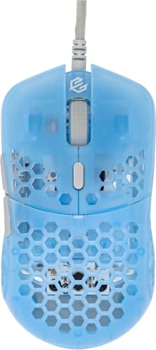 G-Wolves Hati HTS (Small) ACE Wired Gaming Mouse Ultra Lightweight Honeycomb Design - PAW3389 Sensor - 50 to 19,000 CPI - 45±2Gram(~1.3 oz) - TTC Gold Encoder - (Small-Wired-Transparent Blue)