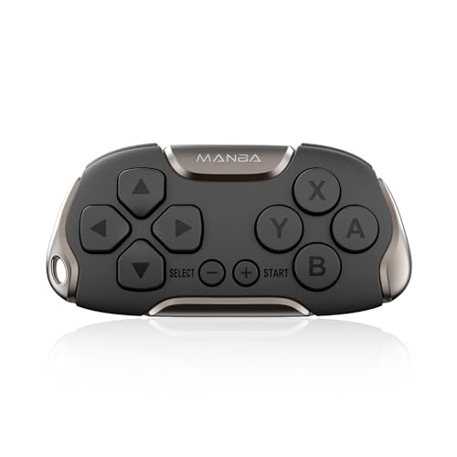Manba Mini Wireless Controller, Remote for Switch/OLED, Windows,MacOS and Android with Cable and Strap,Designed for Classic Games (Black)