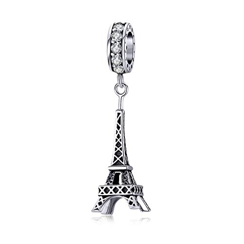 Manhe Charms Landmark Series Charm Sterling Silver Travel Charms Dangle for Pandora Bracelet (Paris Eiffel Tower Charms Pendant)