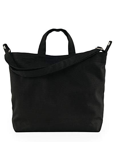 BAGGU Horizontal Duck Bag Canvas Tote, Essential Everyday Tote, Spacious and Roomy, Black