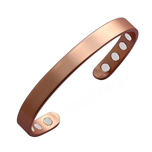 MagEnergy Copper Bracelet for Men and Women, 99.9% Pure Copper Magnetic Bangle with 8pcs 3500 Gauss Magnets,6.8' Adjustable Jewelry Gift