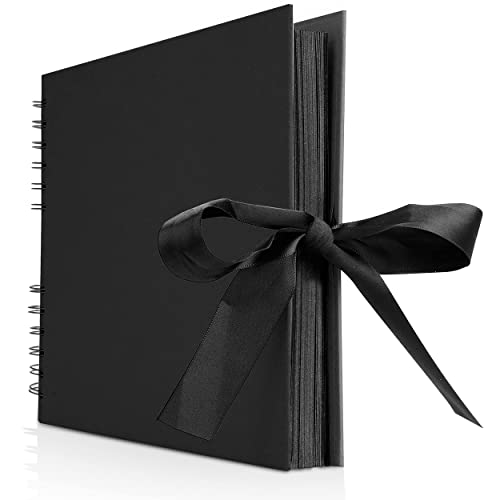 INNOCHEER Photo Album Scrapbook - Photo Album Self Adhesive 80 Black Pages, Large Photo Album Scrap Book Wedding Guest Book for DIY Anniversary Travel Memory Scrapbooking (Black 8X12)