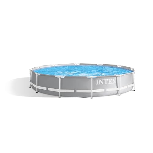 Intex 26710EH Prism 12 Foot x 30 inch Prism Frame 6 Person Outdoor Round Above Ground Swimming Pool with Easy Set-Up, (Filter Pump Not Included)