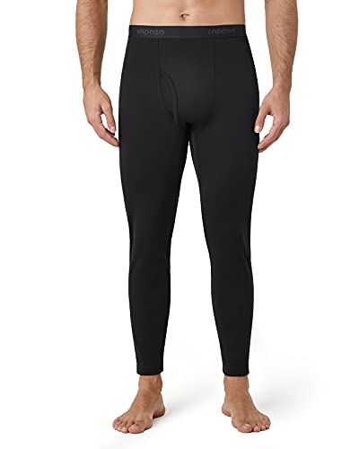 LAPASA Men's Thermal Underwear Bottom Long Johns Pants Fleece Lined Base Layer Lightweight Stretchy Cold Weather Winter Thermoflux 300 Extra Warm M25 X-Large Black