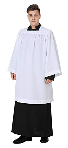 IvyRobes White Square Neckline Surplice Plain Church Clergy Surplice Large