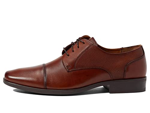 Florsheim Jackson Cap Toe Oxford Formal Shoe for Men - Leather Upper with Man-Made Lining, Snipped Toe, and Blind Eyelets Cognac 13 W (3E)