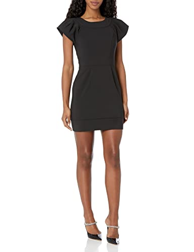 French Connection Women's Lolo Stretch Bow Back Dress, Black, 12