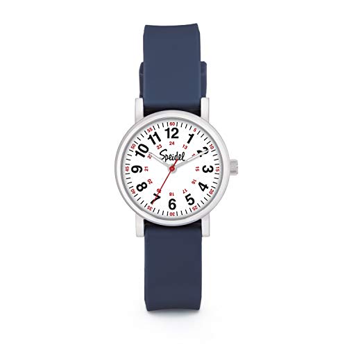 Speidel Scrub Petite Watch Made for Doctors, Nurses, EMT, Surgeons and Students w/Red Second Hand in Navy