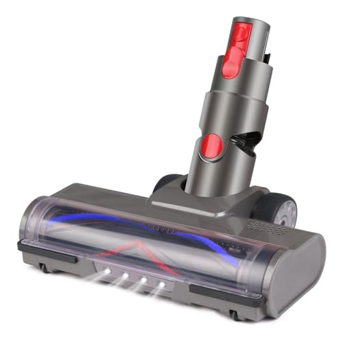 Laymi Motorhead Hardwood Floor Attachment for Dyson V7 V8 V10 V11 V15 Vacuum Cleaners with LED Headlights, V Shape Turbo Bristle Roller Brush Cleaner Head Replacement Parts