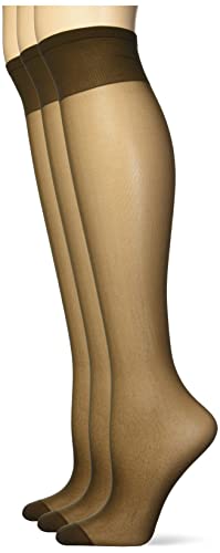 Berkshire womens 3 Pair Pack All Day Sheer Reinforced Toe Knee High Dress Sock, French Coffee, 8.5 - 11 US
