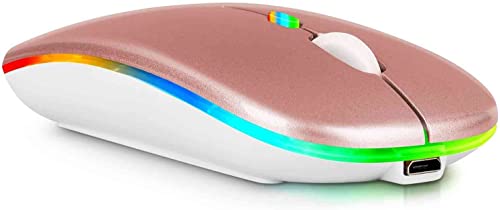 UrbanX Bluetooth Rechargeable Mouse for Dell G15 5511 Gaming Laptop Bluetooth Wireless Mouse Designed for Laptop/PC/Mac/iPad pro/Computer/Tablet/RGB LED Rose Gold