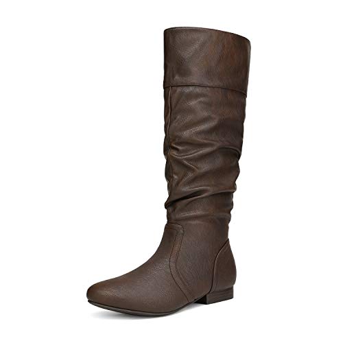 DREAM PAIRS Women's BLVD Brown Knee High Pull On Fall Weather Boots Size 7.5 M US