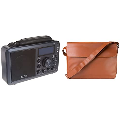 Eton Elite Field AM/FM/Shortwave Desktop Radio with Bluetooth & Field Leather Satchel for Elite Field Radio