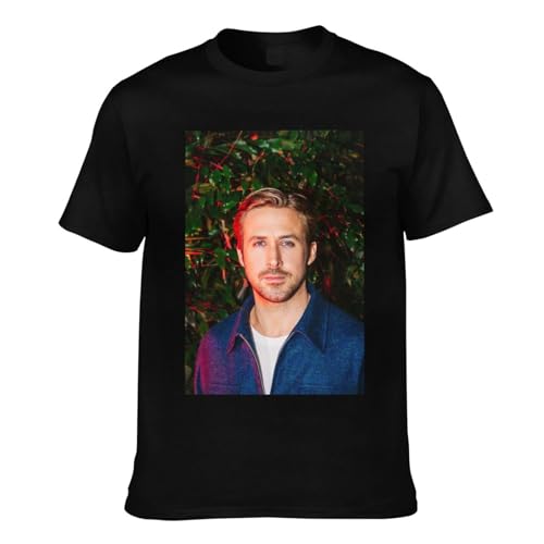 Arichwhoo Ryan Gosling Tshirt Short Sleeve 100% Cotton Top Crewneck Tees for Men Women （XSmall-4XLarge） Black
