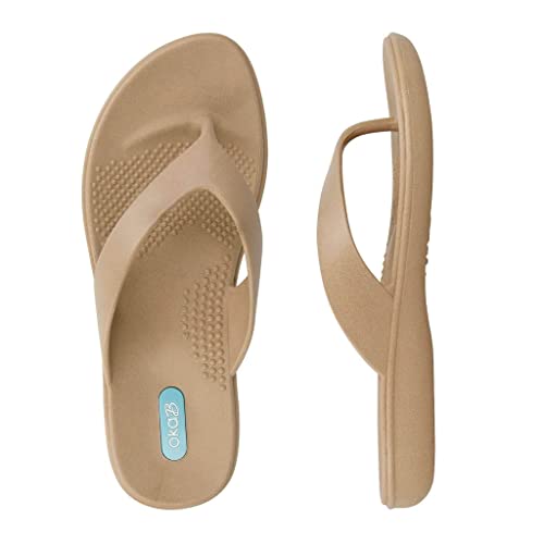 Oka-B Women's Elle Flip Flop Sandals (Chai, Medium-Large (8.5-9.5))