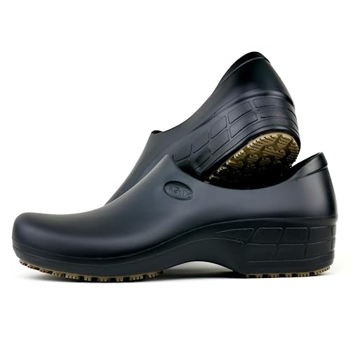 Sticky Nursing Shoes Women - Chefs - Kitchen - Nurses - Clogs for Work - Waterproof Non Slip (Black, 10.5)