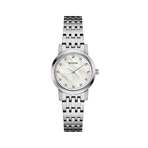 Bulova Ladies' Petite Classic Stainless Steel 2-Hand Quartz Watch, White Mother-of-Pearl, 27mm Style: 96P175