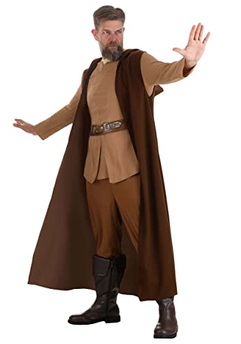 Star Wars Adult Jedi OBI-Wan Kenobi Costume, Mens Halloween Costume - Officially Licensed Large