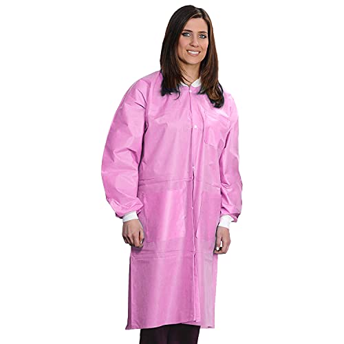 ValuMax 3660RBXL Extra-Safe, Wrinkle-Free, Noble Looking Disposable SMS Knee Length Lab Coat, Raspberry, XL, Pack of 10
