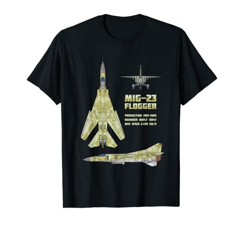 MiG-23 Russian Jet Fighter Plane Flogger Diagram T-Shirt