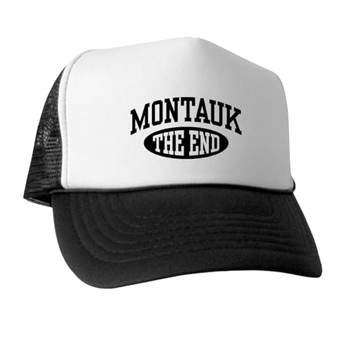 CafePress Montauk The End Trucker Hat, Classic Baseball Hat, Unique Trucker Cap Black/White