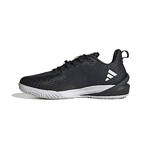 adidas Men's Adizero Cybersonic Tennis Shoes Sneaker, Black/White/Carbon, 11