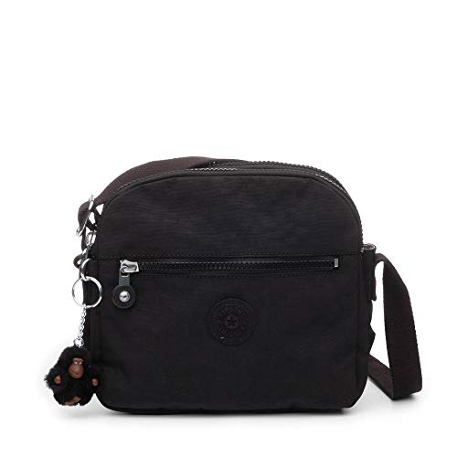 Kipling Women’s Keefe Crossbody, Lightweight Everyday Purse, Nylon Shoulder Bag, Black Tonal