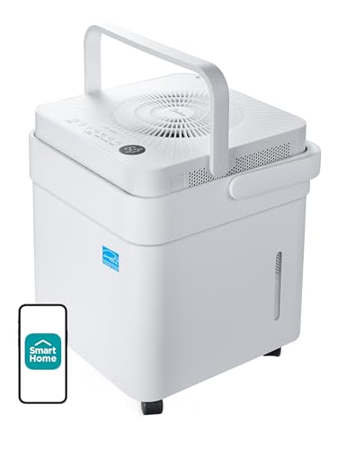 Midea Cube 50 Pint Dehumidifier for Basement and Rooms at Home for up to 4,500 Sq. Ft., Smart Control, Works with Alexa (White), Drain Hose Included, ENERGY STAR Most Efficient 2023