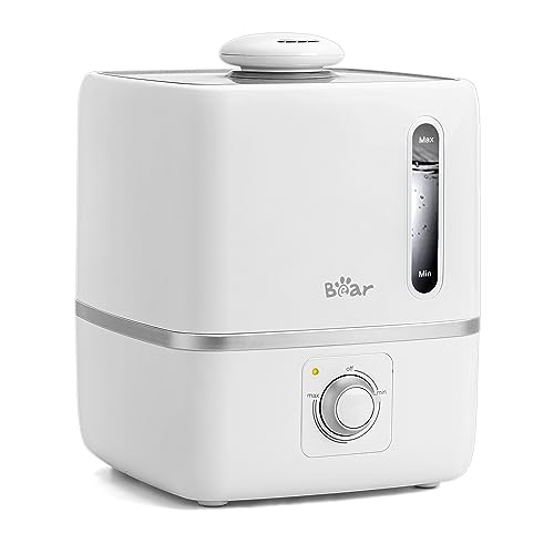 Bear Humidifiers for Bedroom Baby, 3L Quiet Cool Mist Humidifier with 360° Nozzle, Essential Oil Diffuser, Rapid Ultrasonic Humidifier for Home and Plant, Auto Shut-Off, 25H Work Time, White