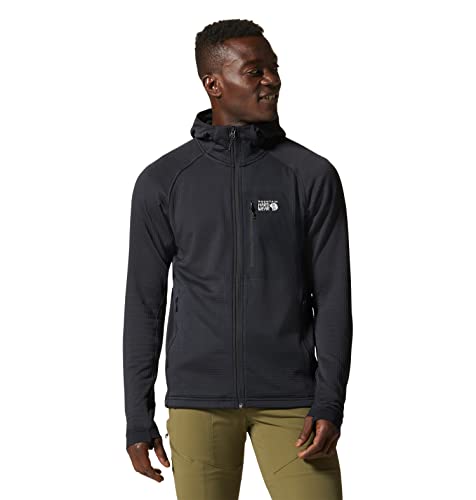 Mountain Hardwear Men's Standard Polartec Power Grid Full Zip Hoody, Black, Medium