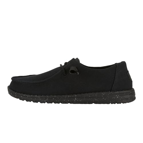 Hey Dude Women's Wendy Canvas Mono Black Size 9 | Women’s Shoes | Women’s Slip-on Loafers | Comfortable & Light-Weight