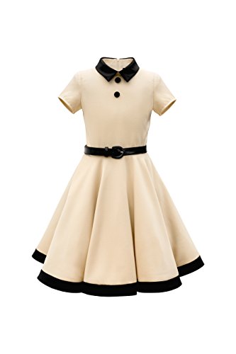 BlackButterfly Kids 'Lucy' Vintage Clarity 50's Girls Dress (Champagne, 9-10 YRS)
