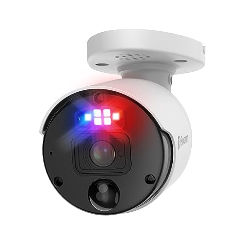 Swann Home Security Add-On Bullet NVR Camera, PoE, 12MP Mega HD Video, Indoor & Outdoor Wired Surveillance CCTV, Color Night Vision, Heat Motion Detection, SwannForce LED Lights, Siren