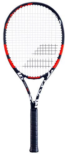 Babolat Evoke 105 Strung Tennis Racquet, Black/Orange (4 3/8' Grip)