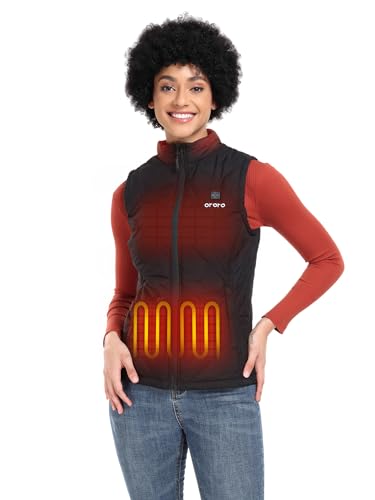 ORORO [Upgraded Battery] Women's Heated Vest with Battery Pack, Lightweight Quilted Heating Vest (Black,M)