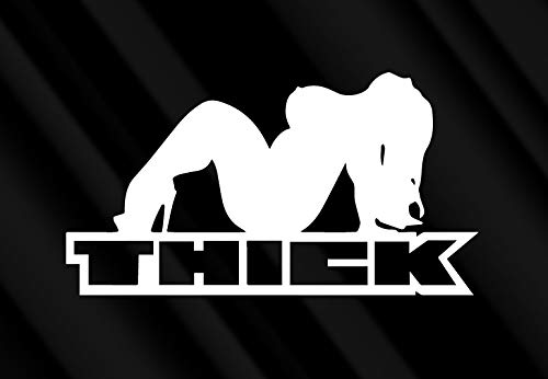 Thick Chick JDM Decal Car Truck Bumper Window Sticker (White)