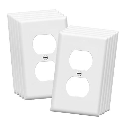 ENERLITES Duplex Wall Plates Kit, Electrical Outlet Covers, Standard Size 1-Gang 4.50' x 2.76', Unbreakable Polycarbonate Thermoplastic, Electric Receptacle Plug Covers, 8821-W-10PCS, White, 10 Pack