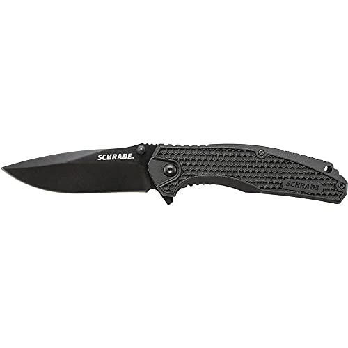 Schrade SCH002 7.7in High Carbon Stainless Steel Folding Knife with 3.4in Drop Point Blade and ABS and TPR Handle for Outdoor Survival, Camping and EDC