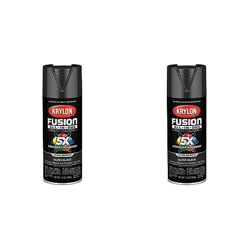 Krylon K02702007 Fusion All-In-One Spray Paint for Indoor/Outdoor Use, Gloss Black, 12 Ounce (Pack of 2)