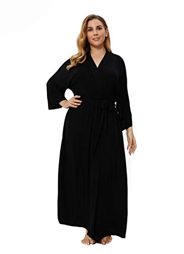 Super Shopping-zone Women's Plus Size Long Robes Kimonos Plus Size Maternity Robes Delivery Robes Sleepwear,Black 3X