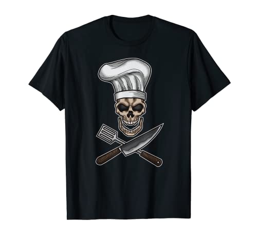Vintage Retro Grill Chef Skull with BBQ Tools T-Shirt
