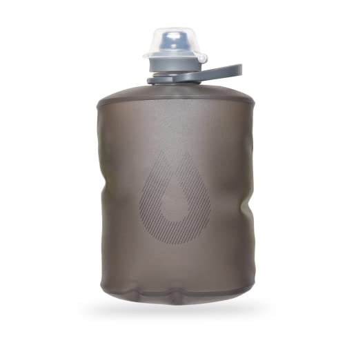 Hydrapak Stow (500ml, 17oz) - Collapsible Water Bottle - Ultralight & Packable Travel Bottle, Flexible Ski, Hike, Bike or Climb Squeeze Flask - Mammoth Grey