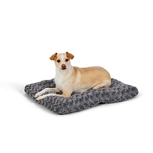 Amazon Basics Plush Pet Bed and Dog Crate Pad, X-Small, 23 x 18 x 2.5 Inches, Gray