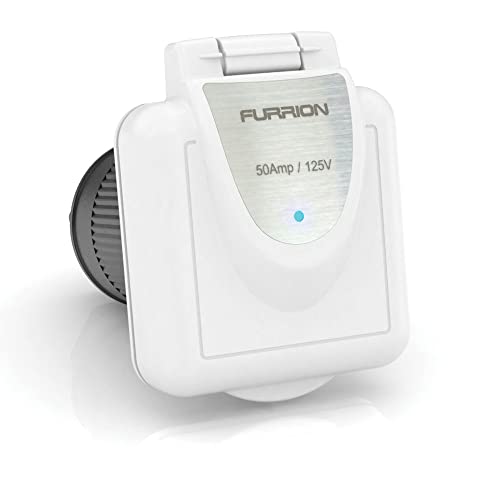 Furrion 50A 125/250V LED Square Inlet - White