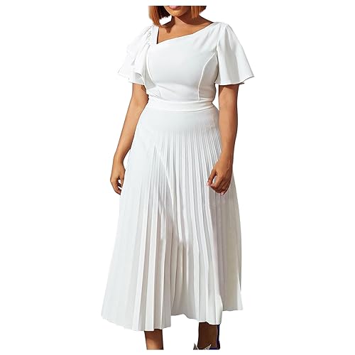 Plus Size Dresses for Curvy Women Formal Wedding Guest Dress Maxi Dress Flowy Casual Cocktail Evening Party Midi Dress White