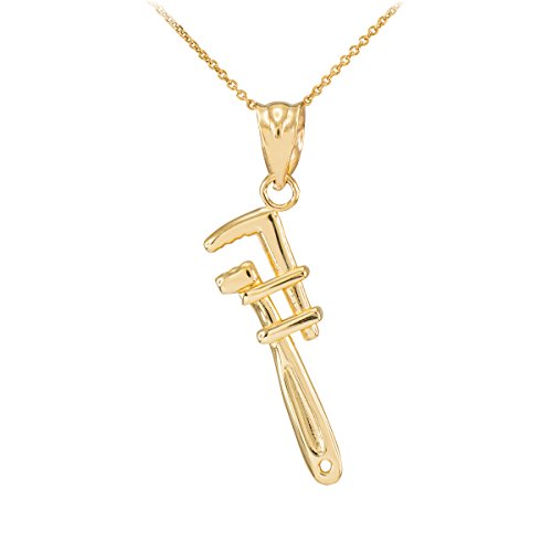 Fine 14k Yellow Gold Monkey Wrench Pendant Necklace, 18'